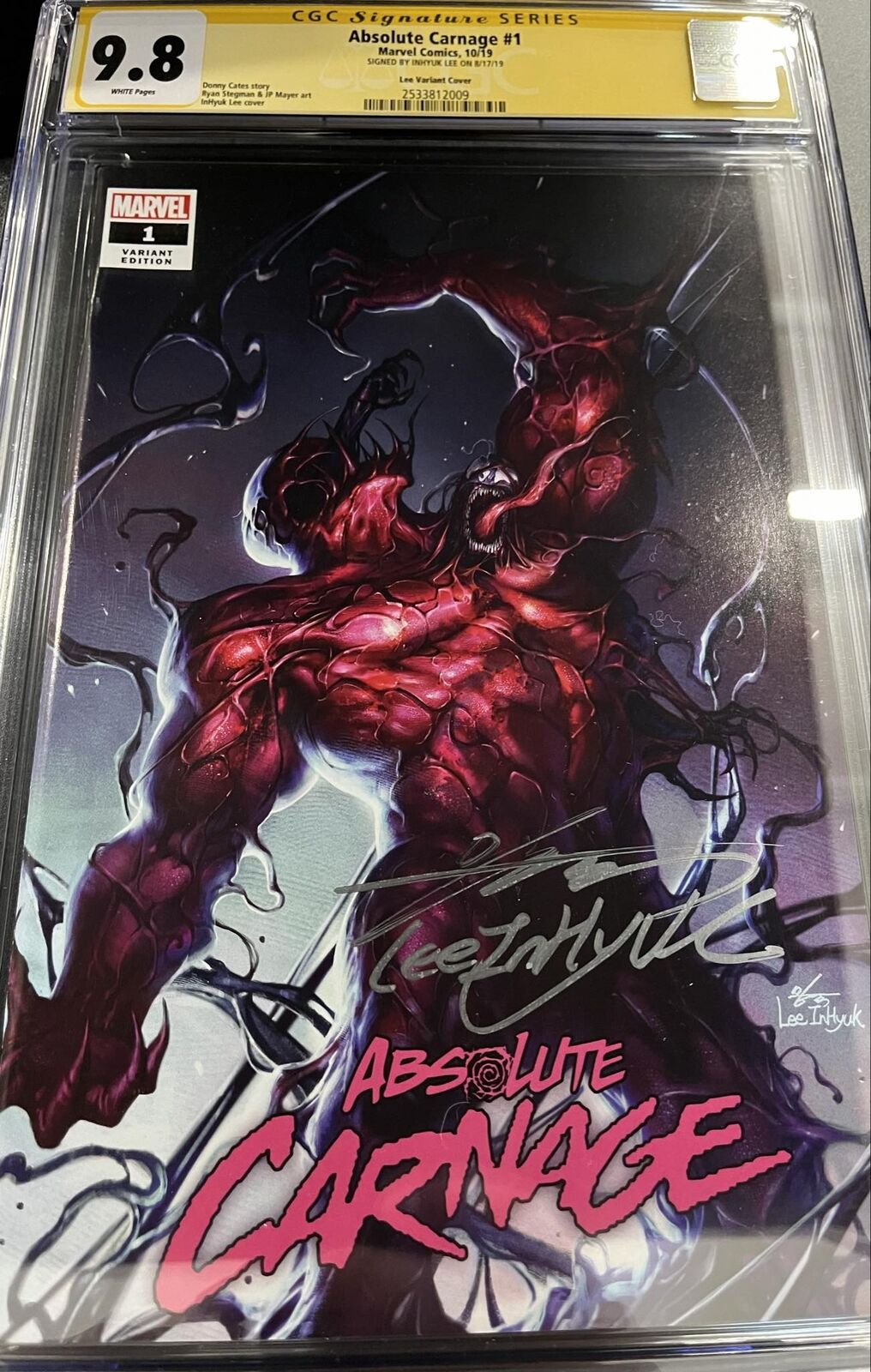 CGC Signature Series 9.8 Absolute Carnage #1 Variant Cover Signed by InHyuk Lee