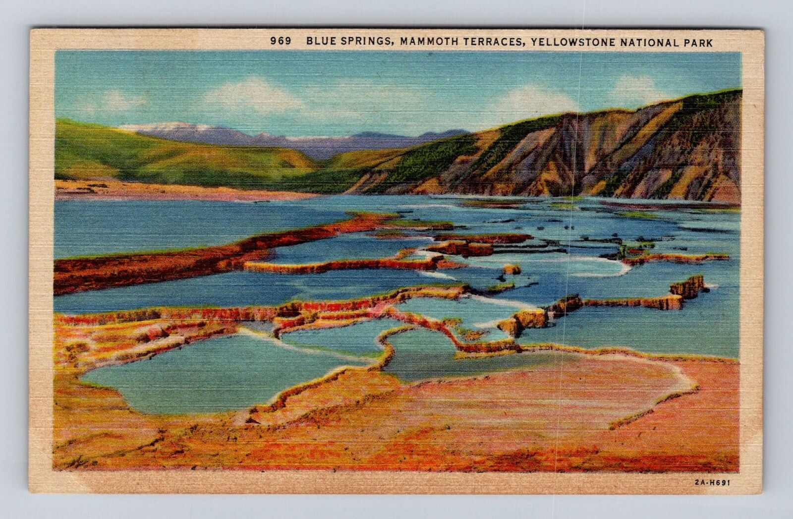 Yellowstone National Park, Blue Springs, Series #969 Vintage Souvenir Postcard