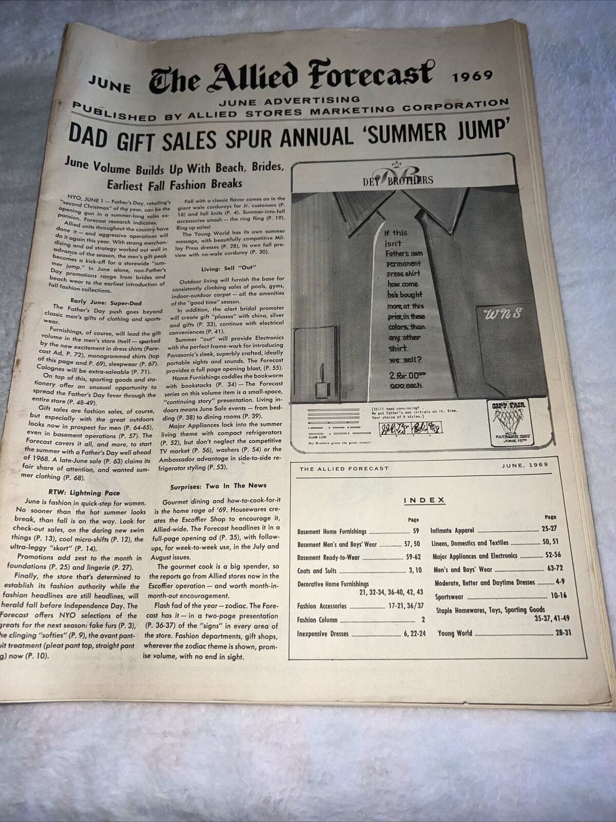 vintage newspaper The Allied Forecast June 1969 Dad gift sales Summer Jump Fd86