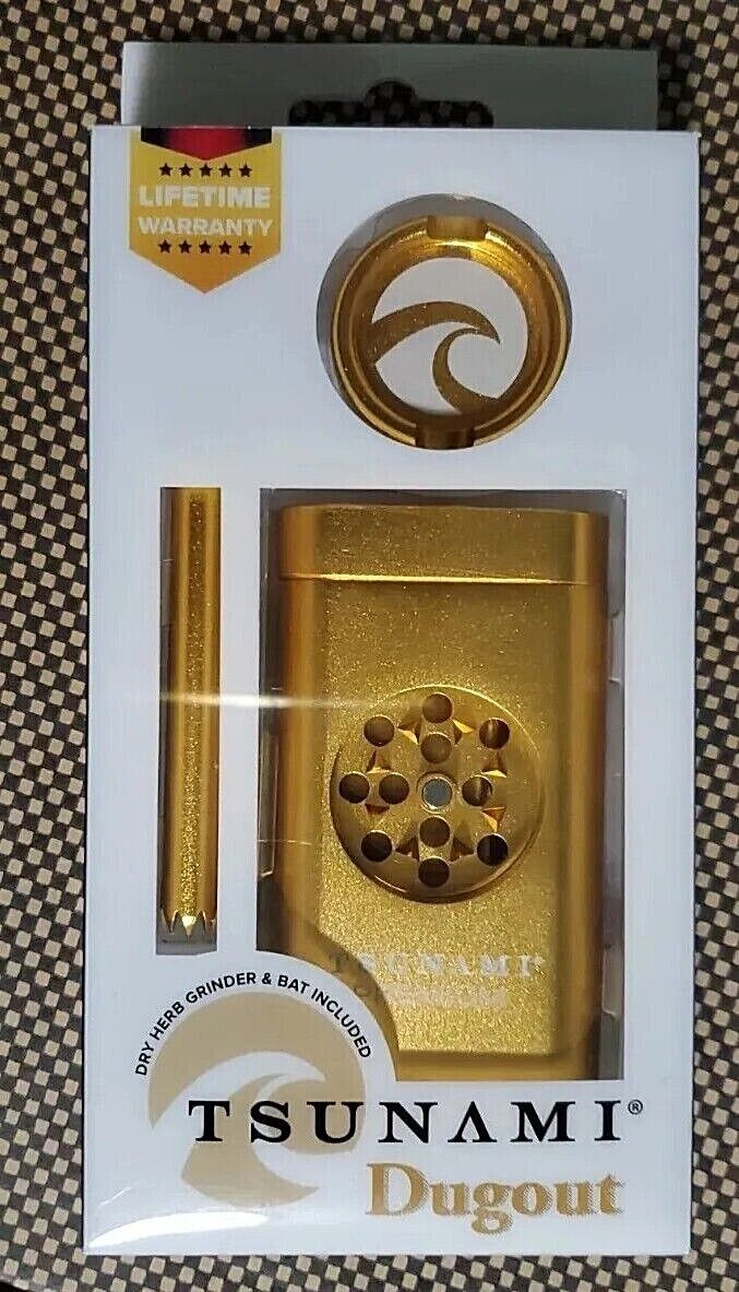 Tsunami Dugout With Grinder, All Metal And Magnetic GOLD