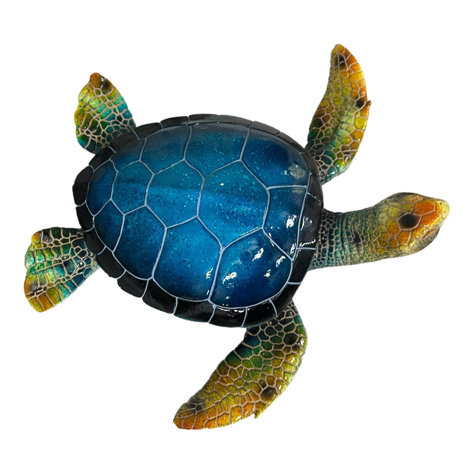 16” Nautical Ocean Blue Giant Sea Turtle Swimming Decorative Figurine Tortoise