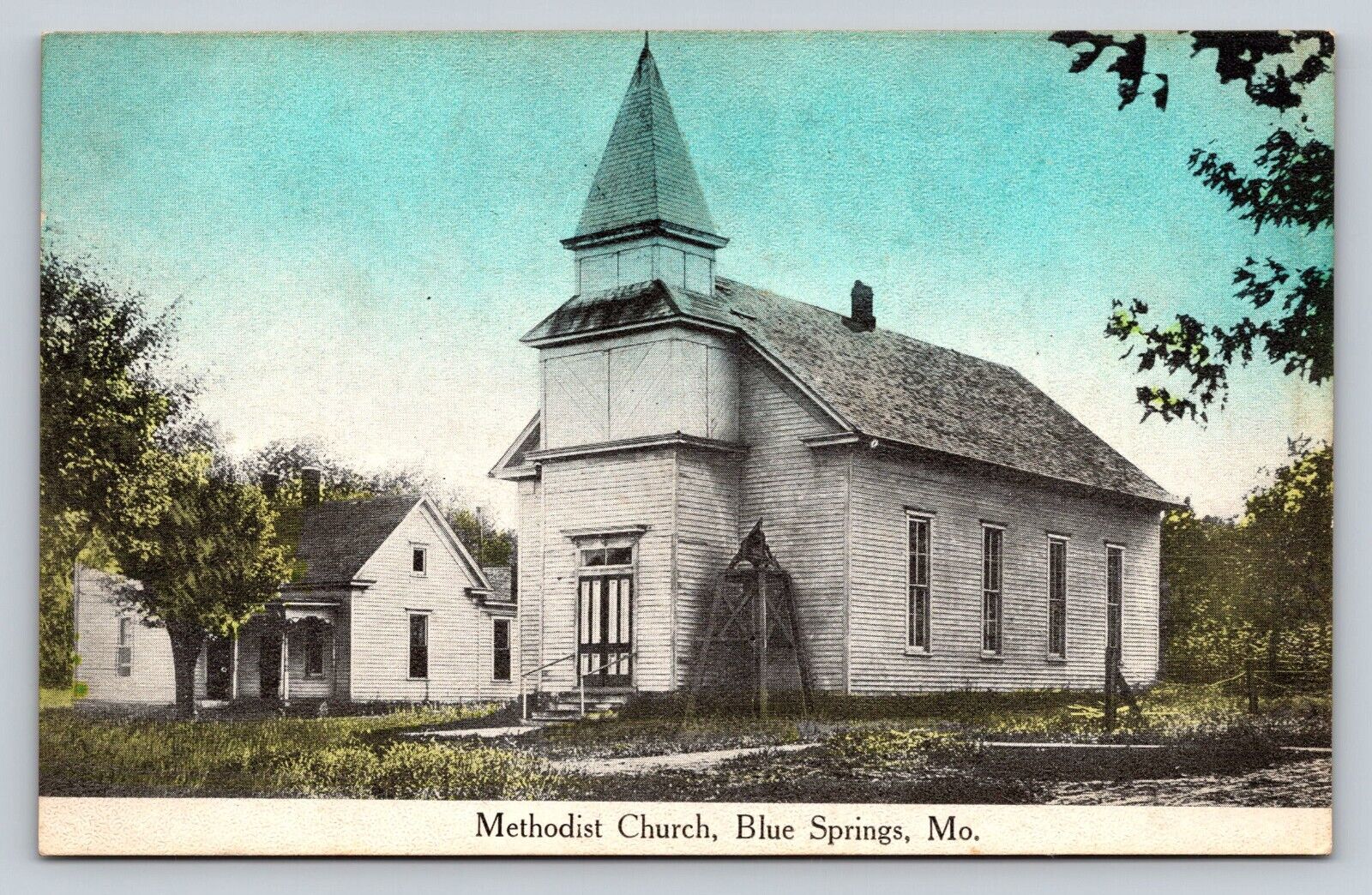 Methodist Church Blue Springs MO Unposted Antique 1900s Hand Tinted Postcard