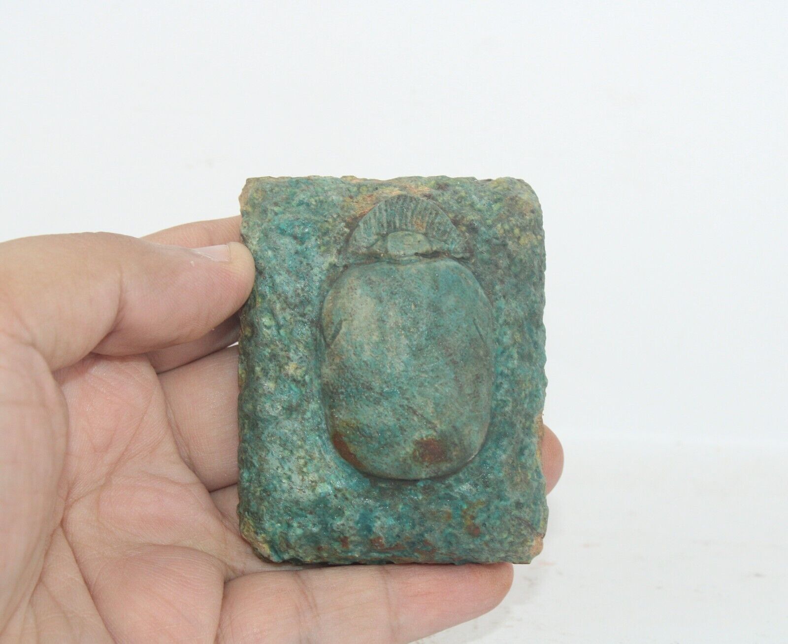 Rare Antique Royal Scarab in Block Stone For Protection In Egyptian Mythology
