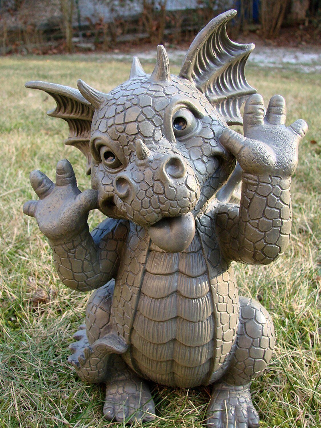 Ebros Whimsical Garden Dragon Making Funny Faces Statue 10.25\