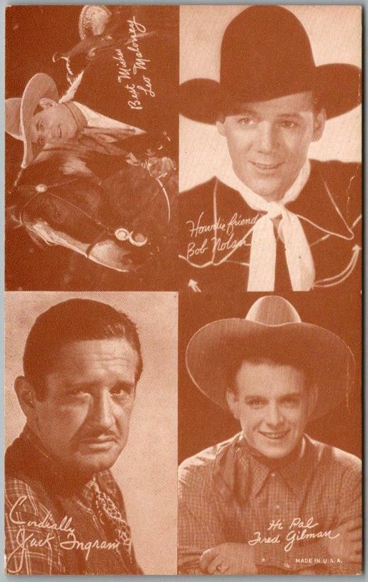 1930s Cowboy Actors Mutoscope Arcade Card Leo Maloney / Bob Nolan / Fred Gilman