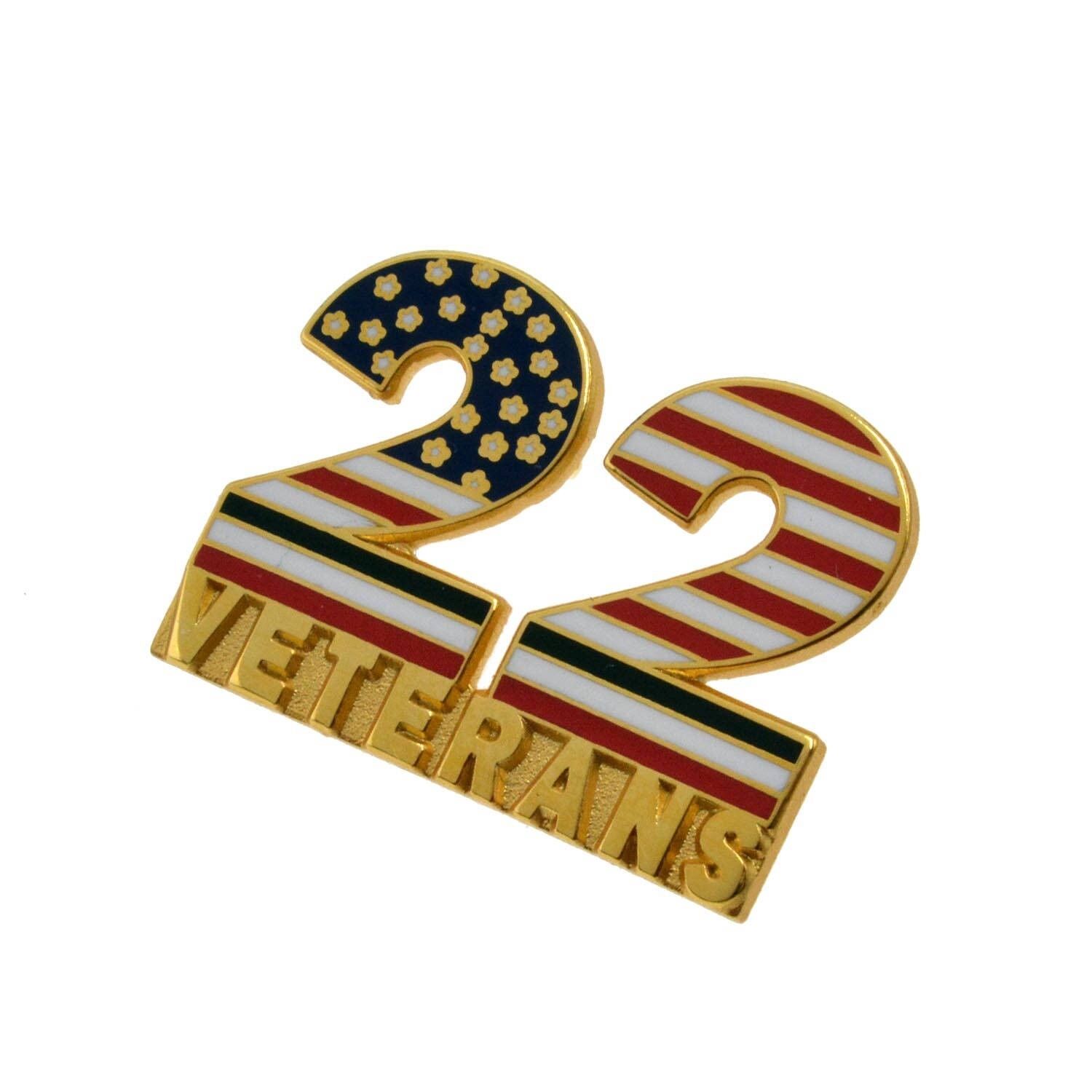 Veteran Lapel Pin 22 Suicide Prevention Awareness Memorial USA Military Flag