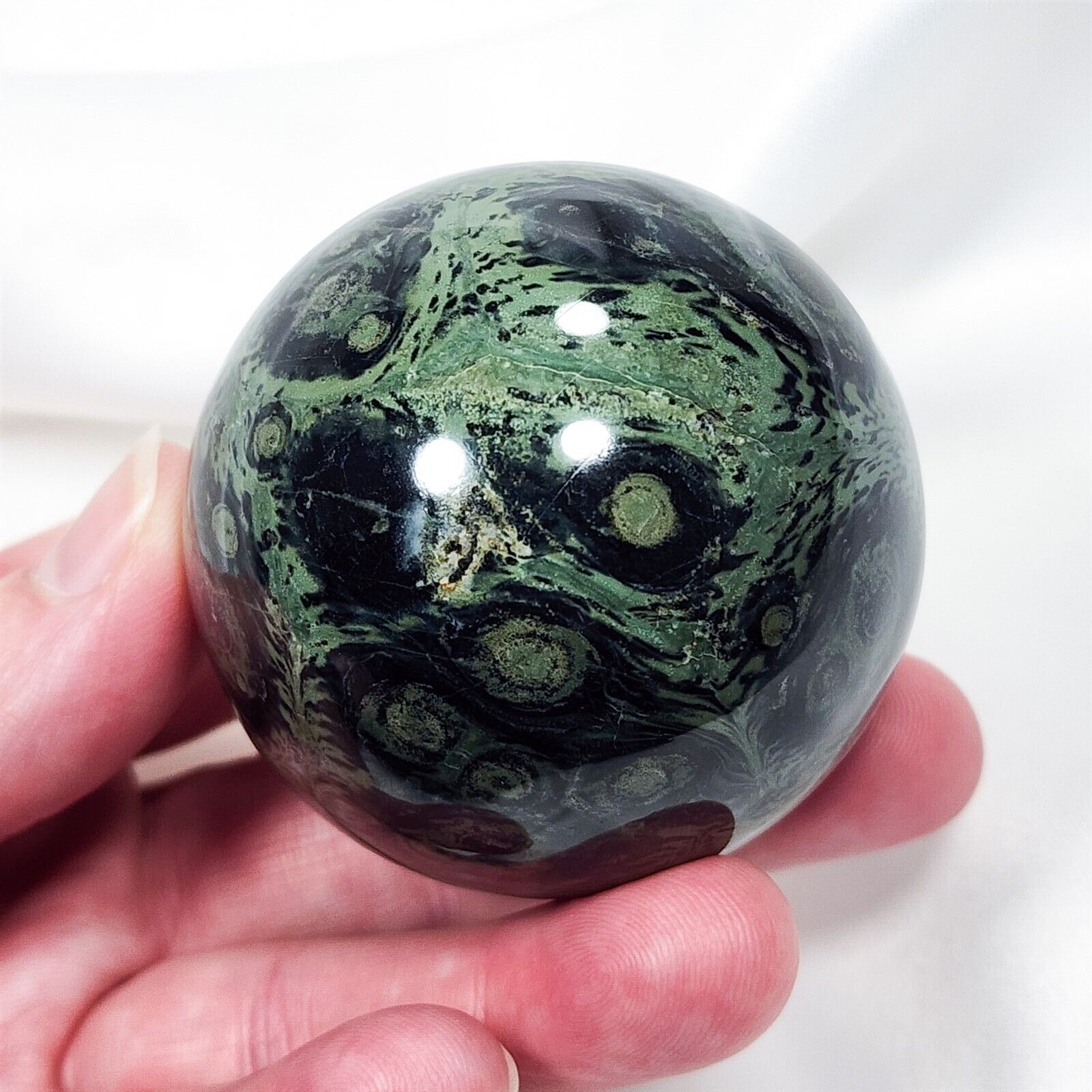 2.2 inch (56mm) Kambaba Crocodile Jasper Sphere Green & Black Crystal Ball 