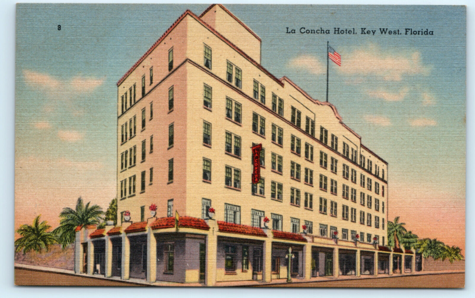 Key West Florida La Concha Hotel FL 1940s Vintage Postcard