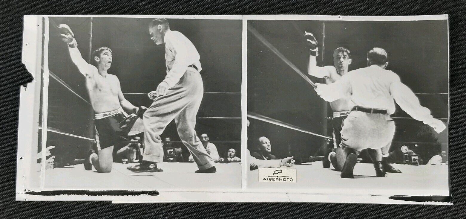 VTG 1958 Boxing AP Wire Press Photo Roy Harris Photo Sequence Getting On Feet