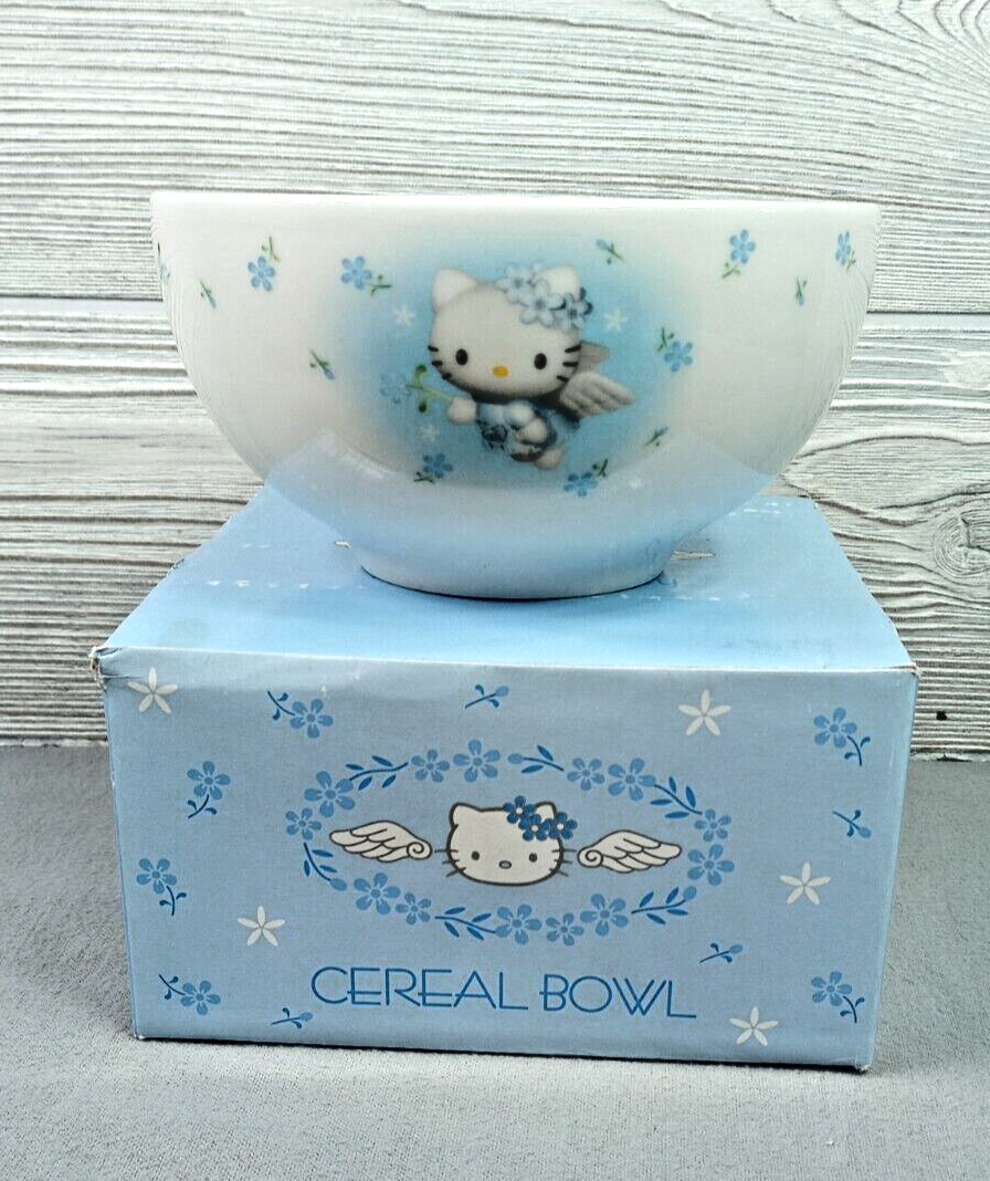 Vintage 2000 Hello Kitty Blue Angel Wing Trinket Cereal Bowl Sanrio RARE *READ*