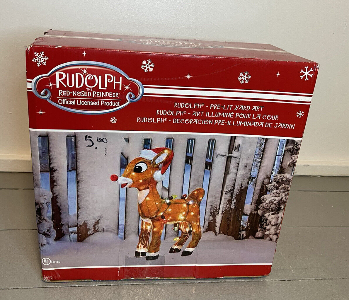 Product Works 24 In. Incandescent Rudolph with Santa Hat Holiday Figure READ