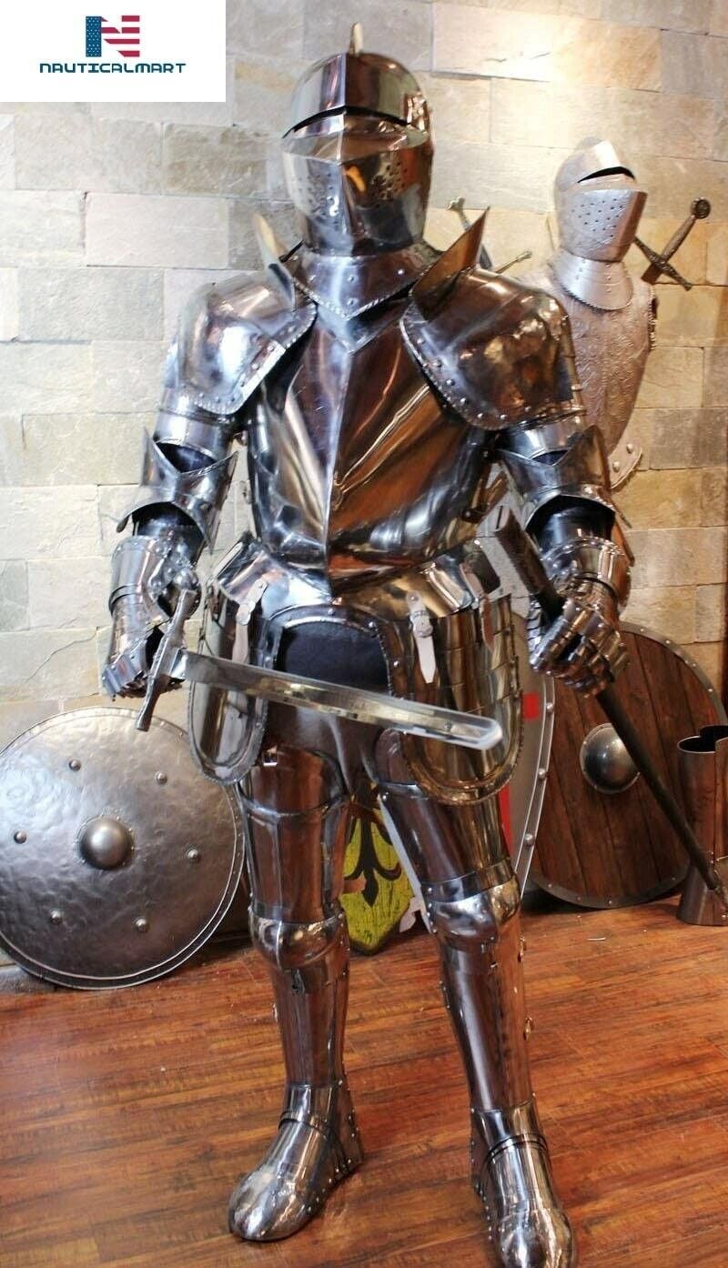 Iotcarmoury Medieval Knight Suit of Armor Costume - LARP Wearable Authentic