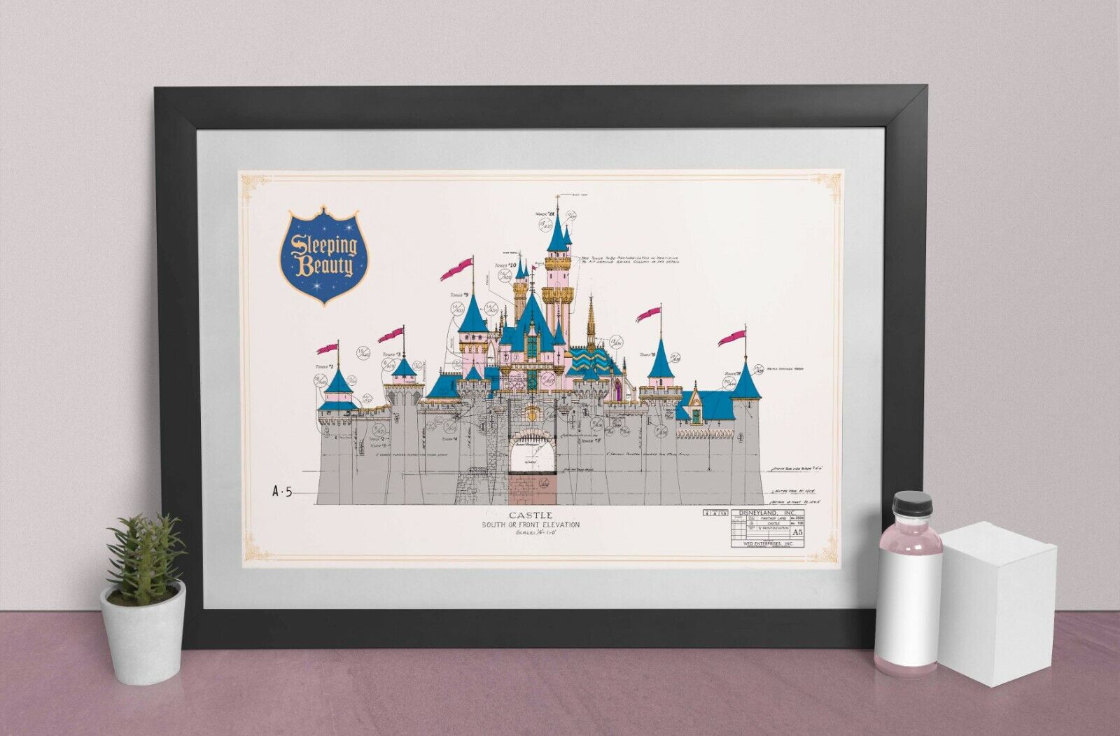 Disneyland - Sleeping Beauty Castle - Front Elevation - Colored Poster