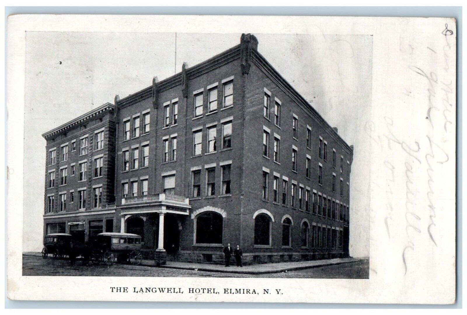 1907 The Langwell Hotel Building Exterior Elmira New York NY Vintage Postcard