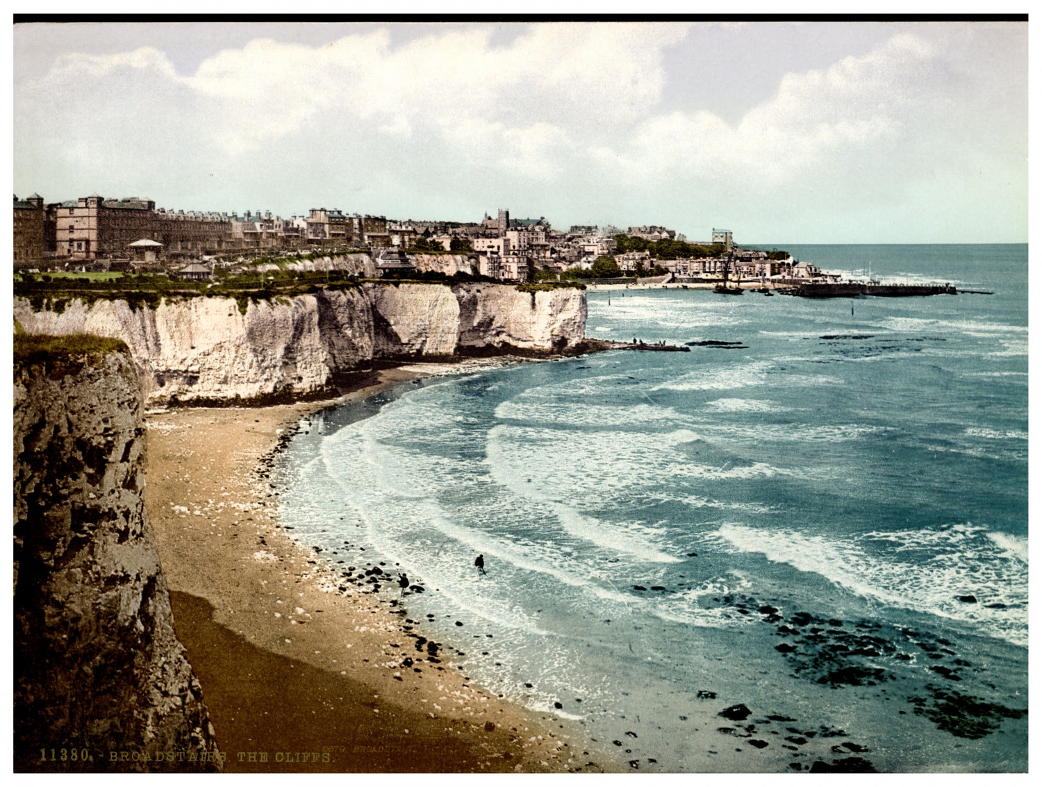 Broadstairs. The Cliffs. Vintage photochrome by P.Z, photochrome Zurich photochr