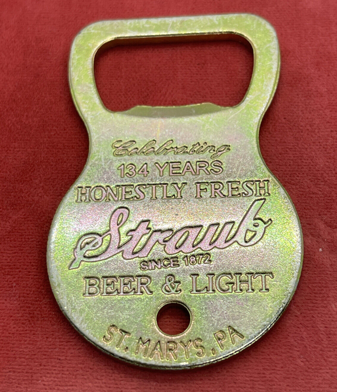 Vintage Bottle Opener Advertising Pcc Strawb Beer And Light St Mary’s Pa