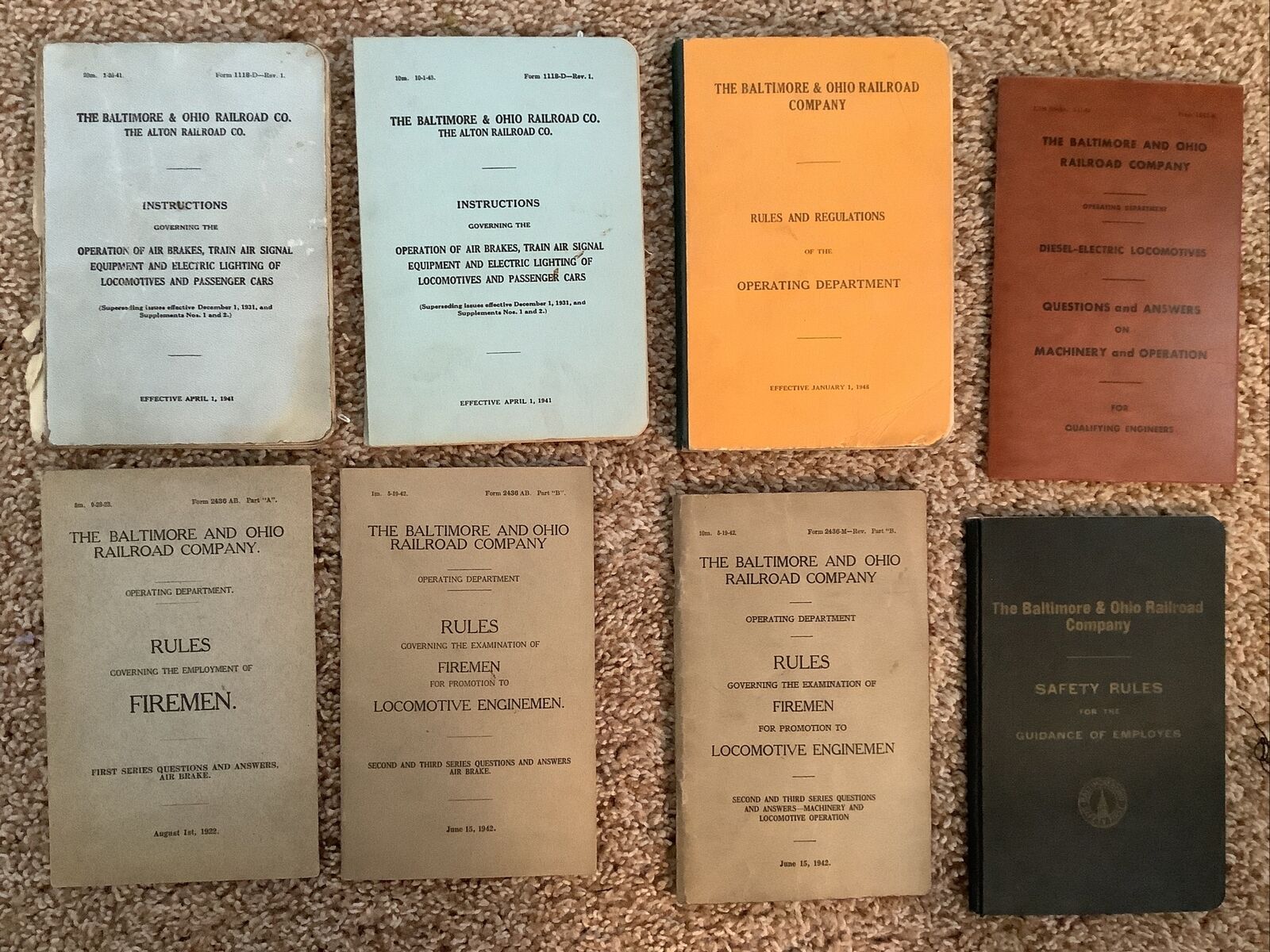 8 Baltimore and Ohio Railroad 1940\'s Rules & Instruction Handbooks