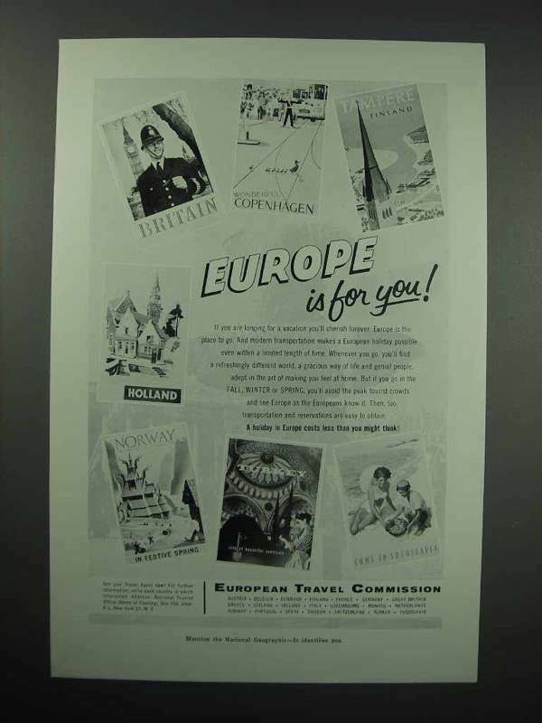 1956 European Travel Commission Tourism Ad