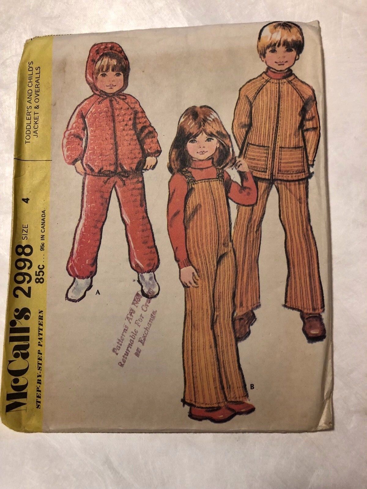 Vintage 1971 McCall\'s Pattern 2998 Toddler Boy Girl Jacket & Overalls Boy Girl