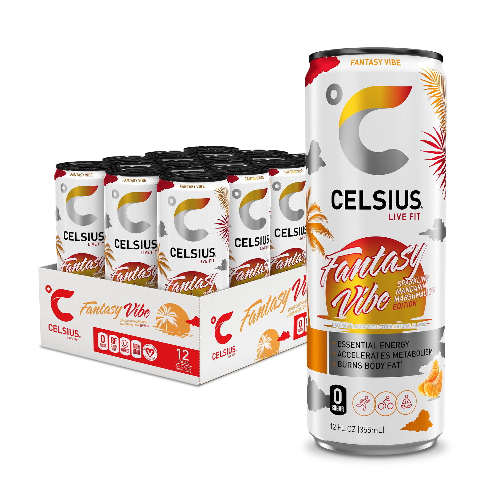 CELSIUS Sparkling Fantasy Vibe, Functional Essential Energy Drink 12 fl oz Can