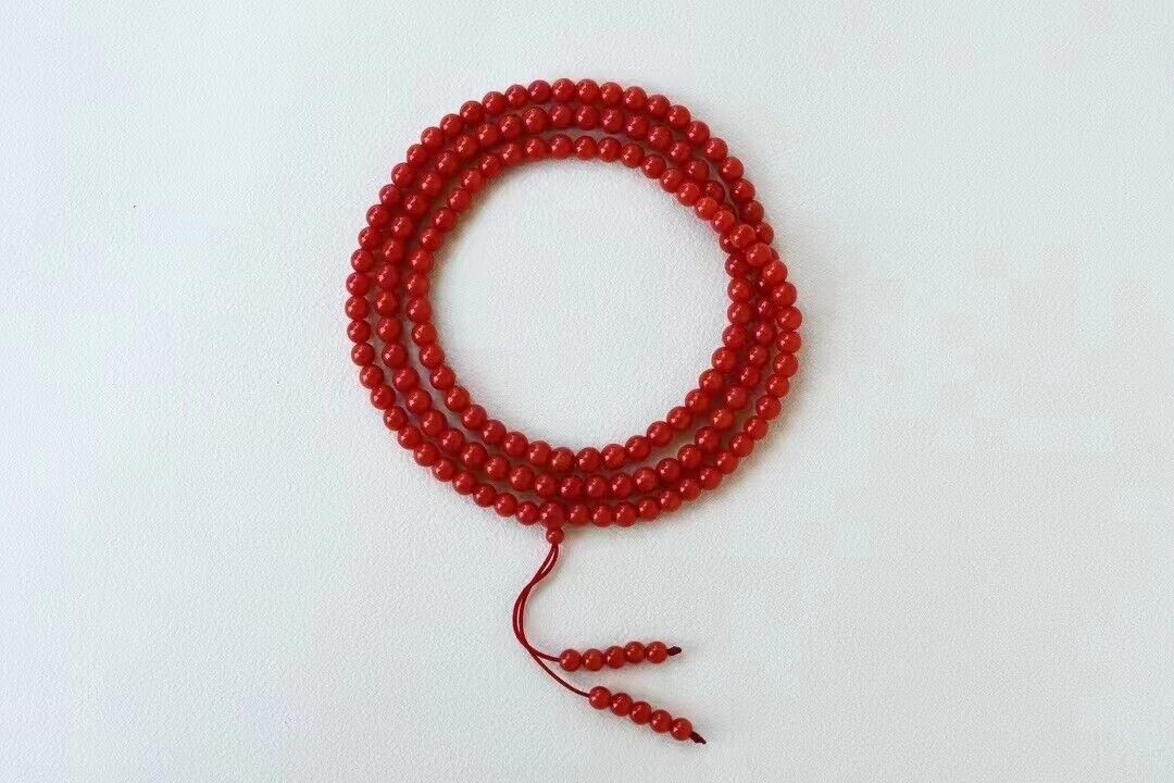 Beautiful Red Coral Round Beads Bracelet Certificate 6mm