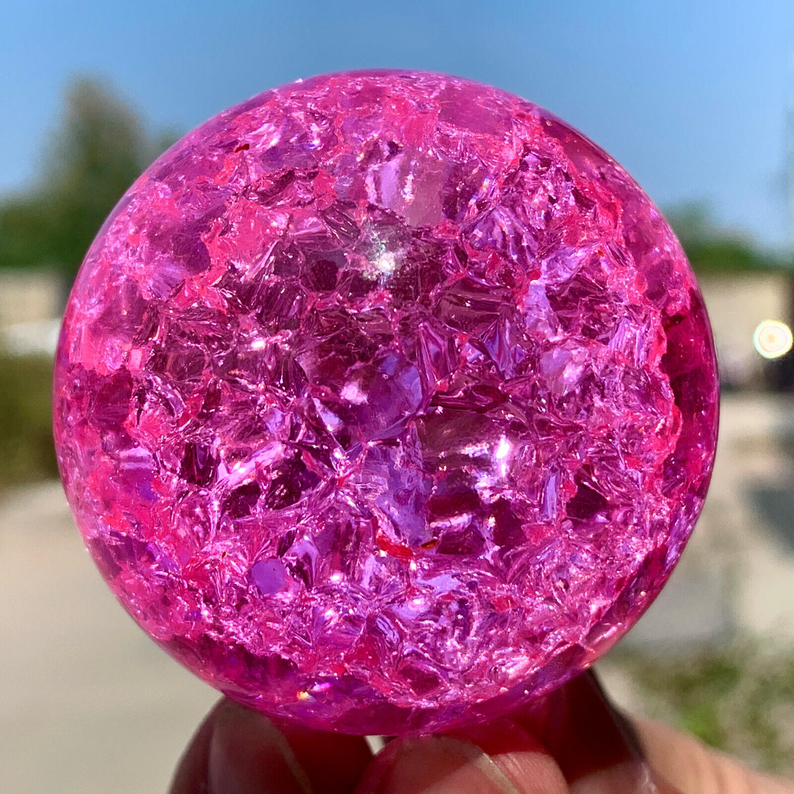 165G Natural Titanium Rainbow Quartz sphere Crystal ball  Healing