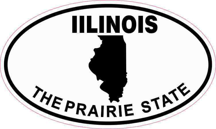5in x 3in Oval Illinois the Prairie State Sticker Car Truck Vehicle Bumper Decal