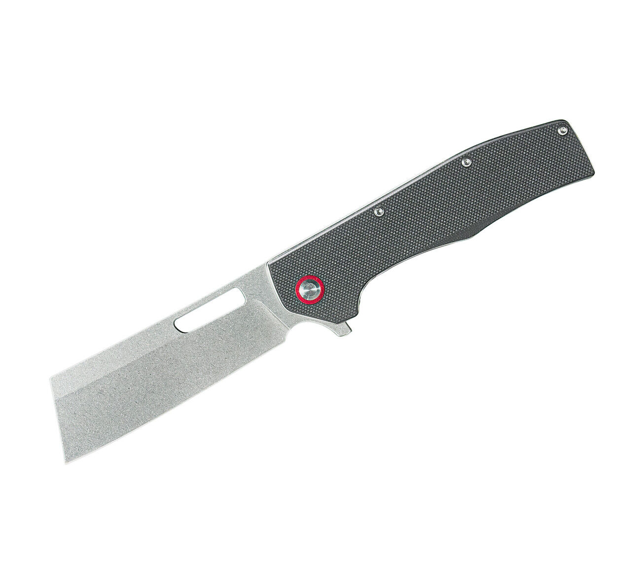 ABKT Tac Cleaver Ball Folding Knife 3.5” D2 Tool Steel Blade Black G10 Handle
