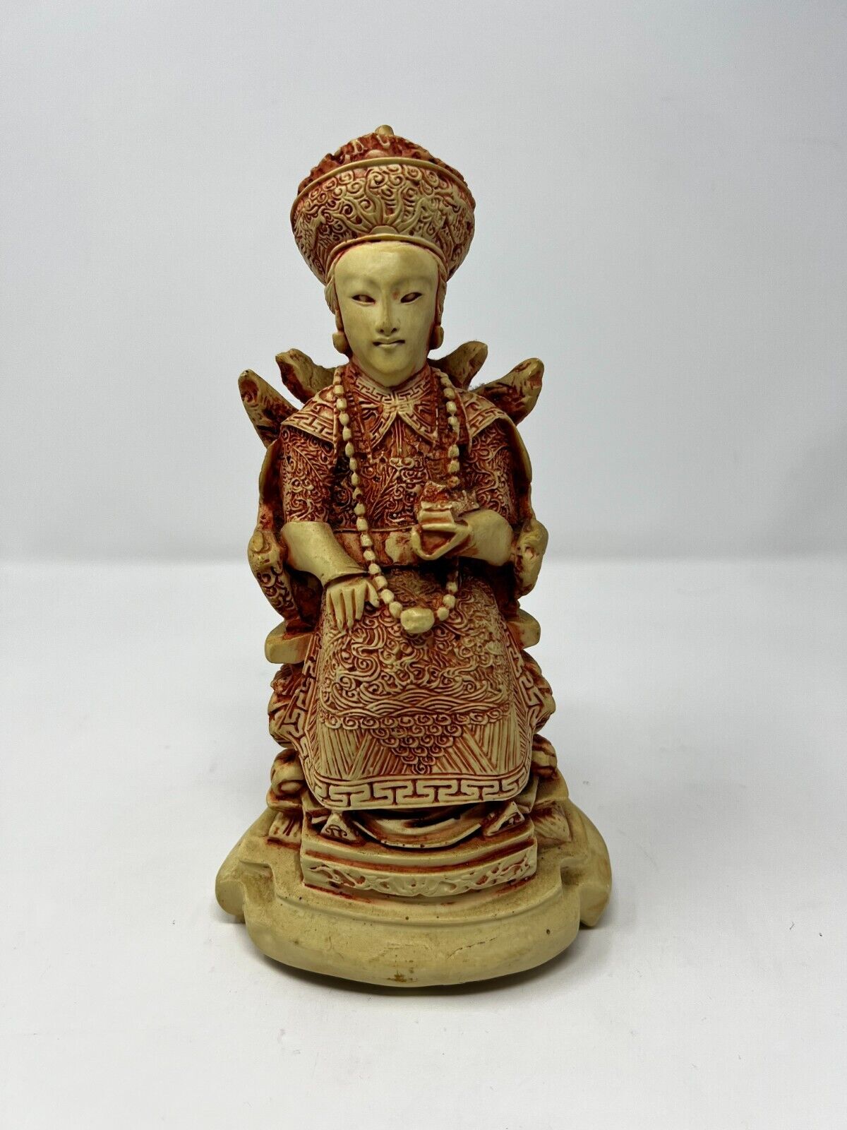Vintage Chinese Carved Resin Emperor Statue Figurine