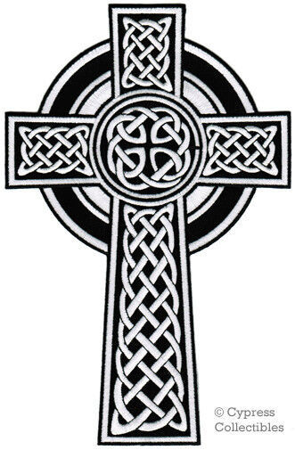 LARGE CELTIC CROSS PATCH embroidered IRISH CHRISTIAN RELIGIOUS EMBLEM iron-on