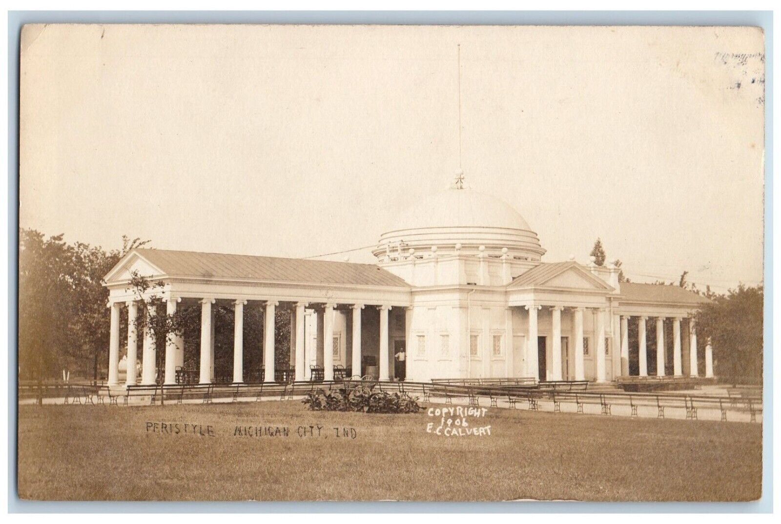 Michigan City Indiana IN Postcard RPPC Photo View Of Peristyle 1906 Antique