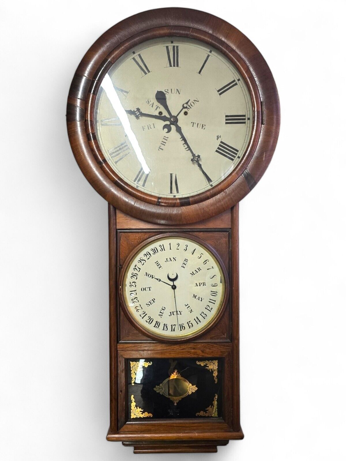 Ca. 1878 Welch Spring & Co Regulator No 1 - Lewis Calendar Wall Regulator Clock