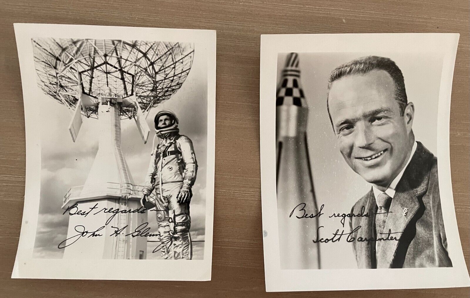 2 VTG Original NASA Glossy Photos Astronauts John Glenn & Scott Carpenter