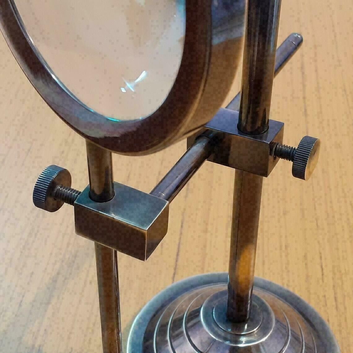 TABLE TOP MAGNIFYING GLASS DESK BRASS MAGNIFIER  Antique Nautical Gift