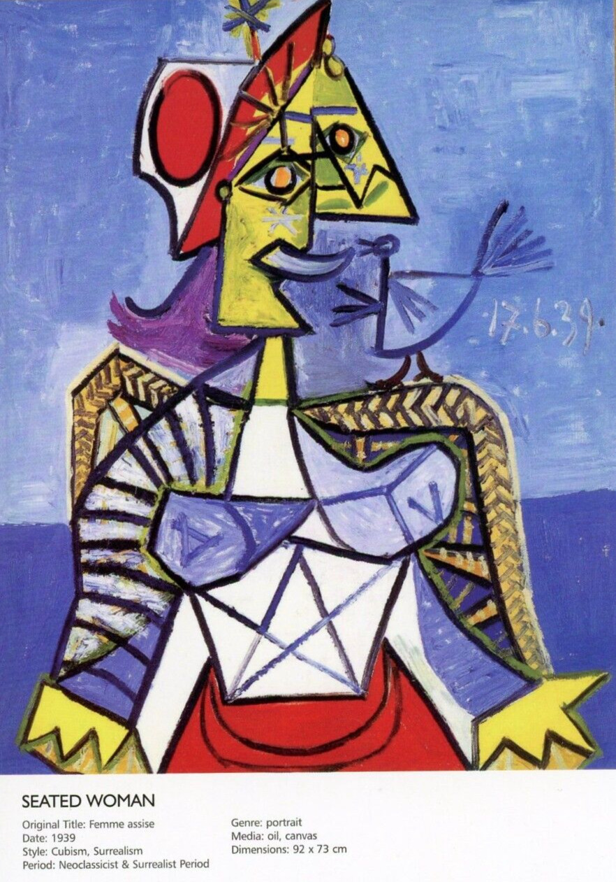 Seated Woman, 1939, by Pablo Picasso (Spanish, 1881-1973) --POSTCARD