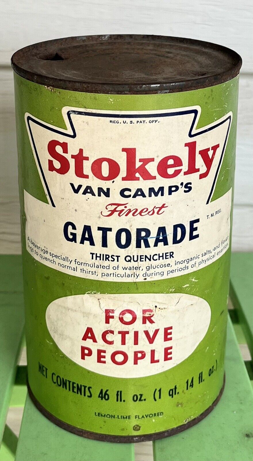 60\'s Stokely Van Camp\'s GATORADE 46oz Steel Can Bottle Energy Drink RARE Vintage