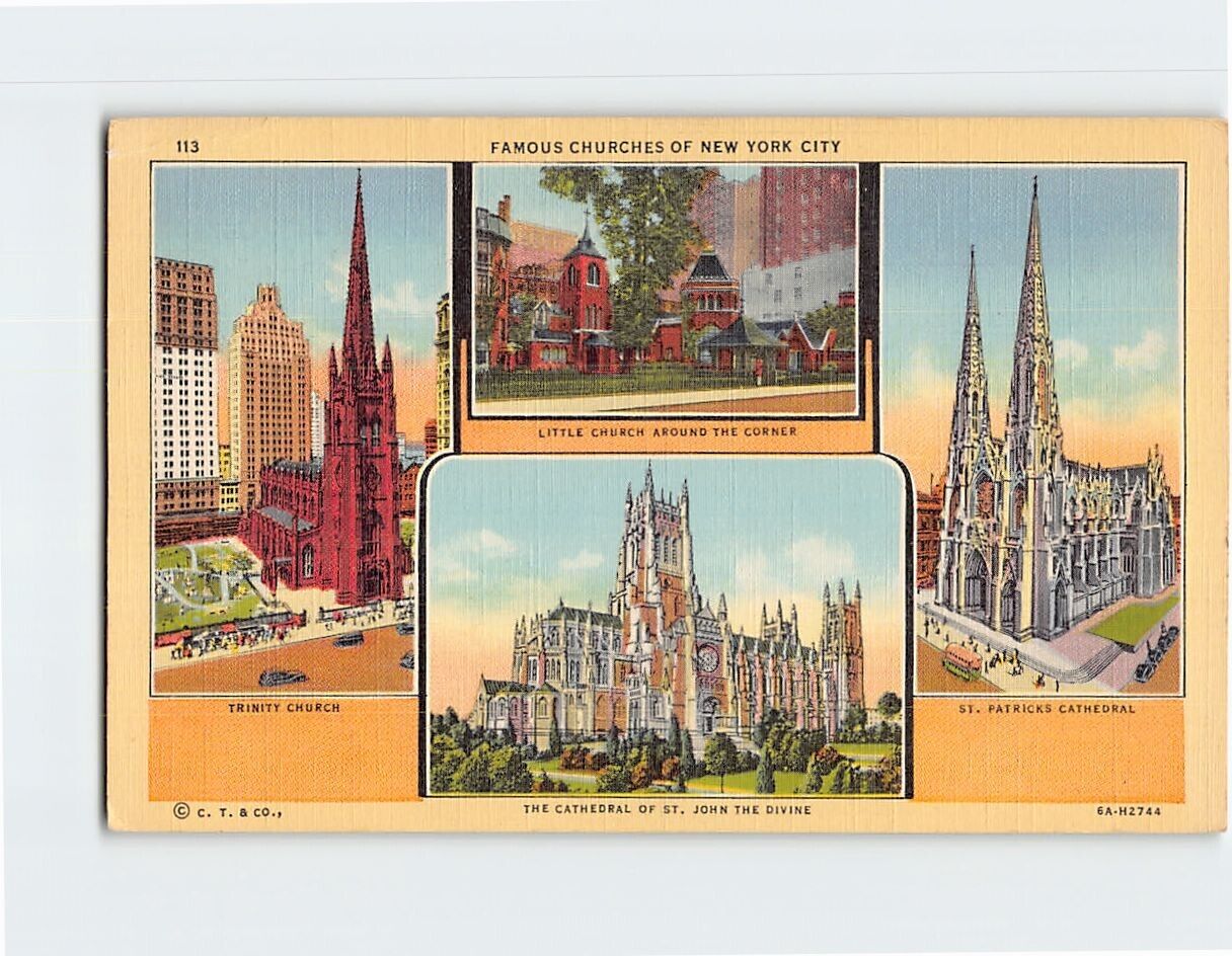 Postcard Famous Churches of New York City New York USA