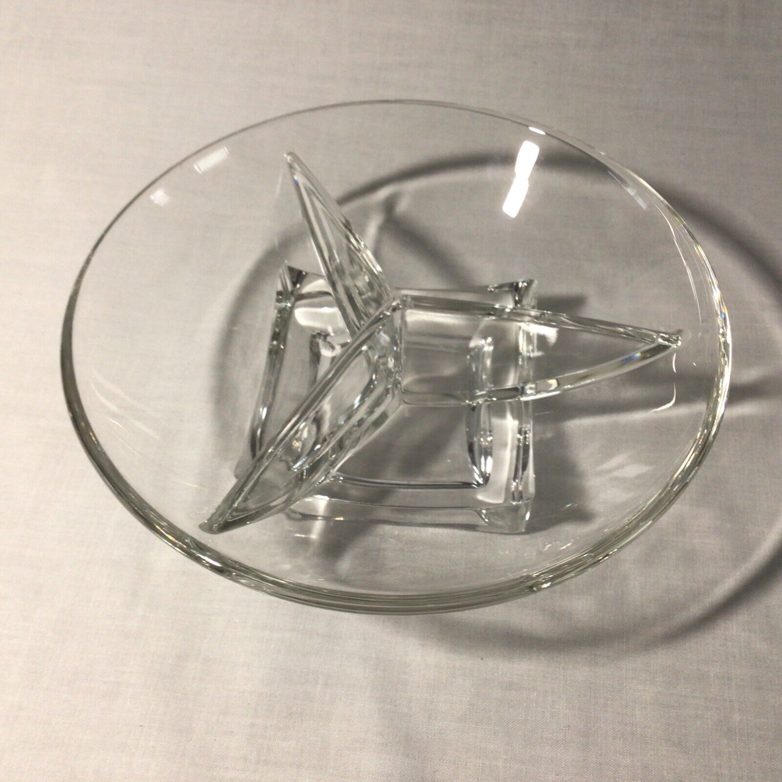 Vintage 3 Section Clear Glass Relish/Nut/Candy Dish Bowl