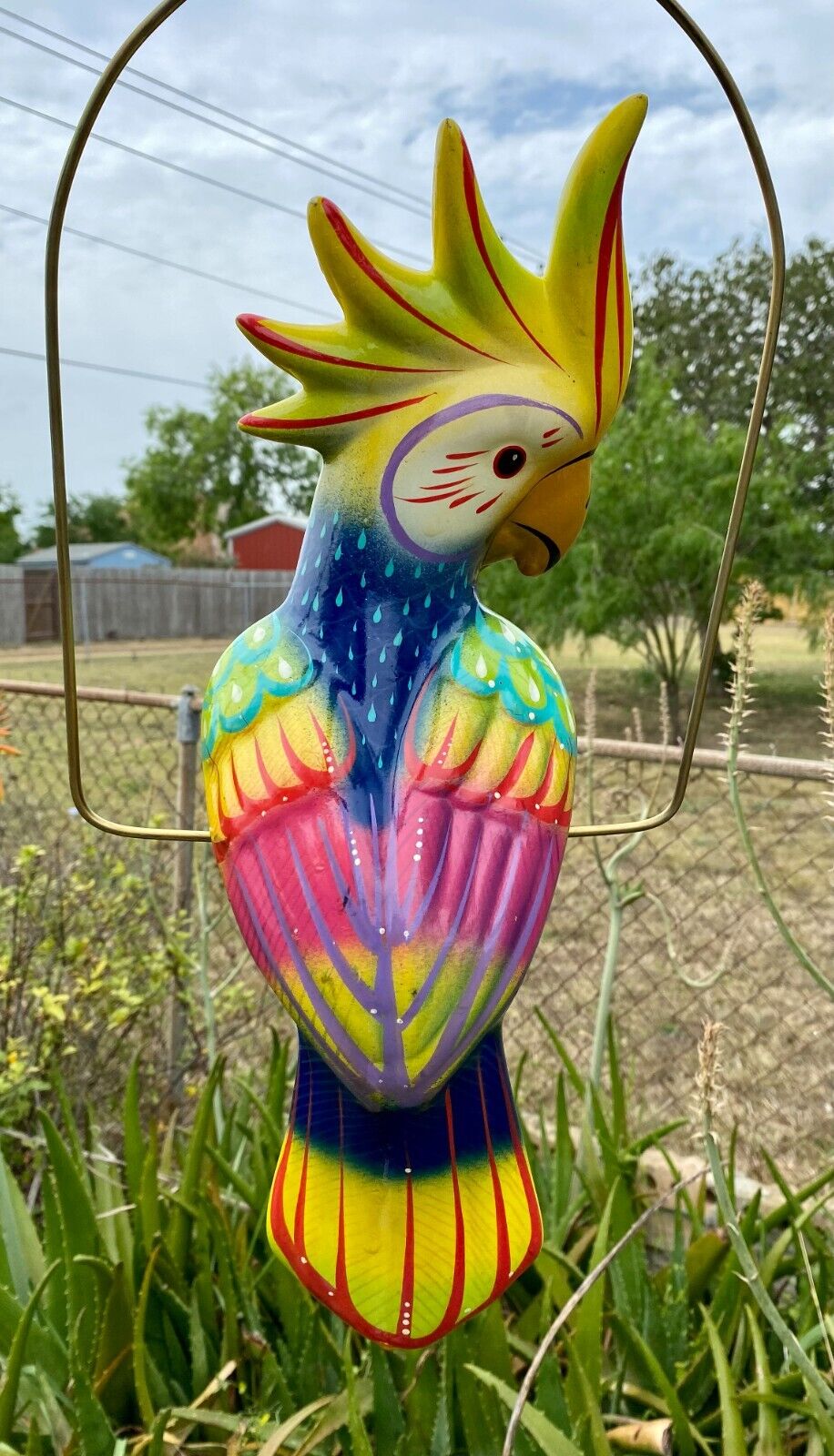 XLg Talavera Cockatoo Parrot Bird Animal Ceramic Mexican Pottery Hanging 17\