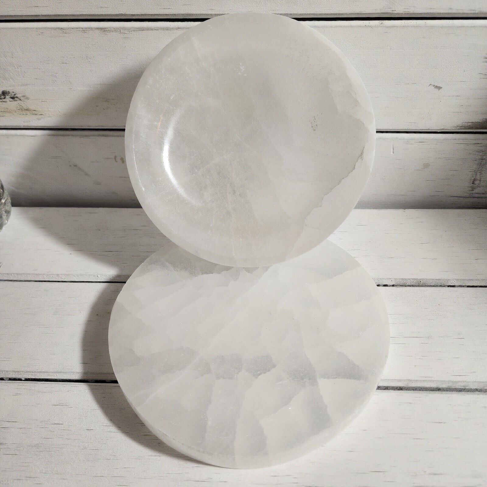 KCGS 15cm XL Selenite Circle Charging Plate & Bowl for Crystal Cleansing Healing
