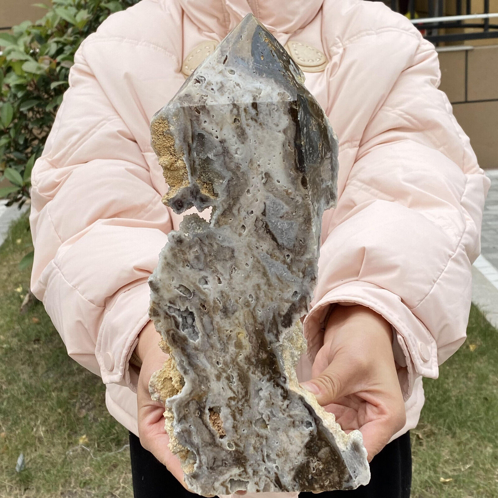 6.45LB Natural Sphalerite crystal pillar ore Obelisk quartz rod cave specimen