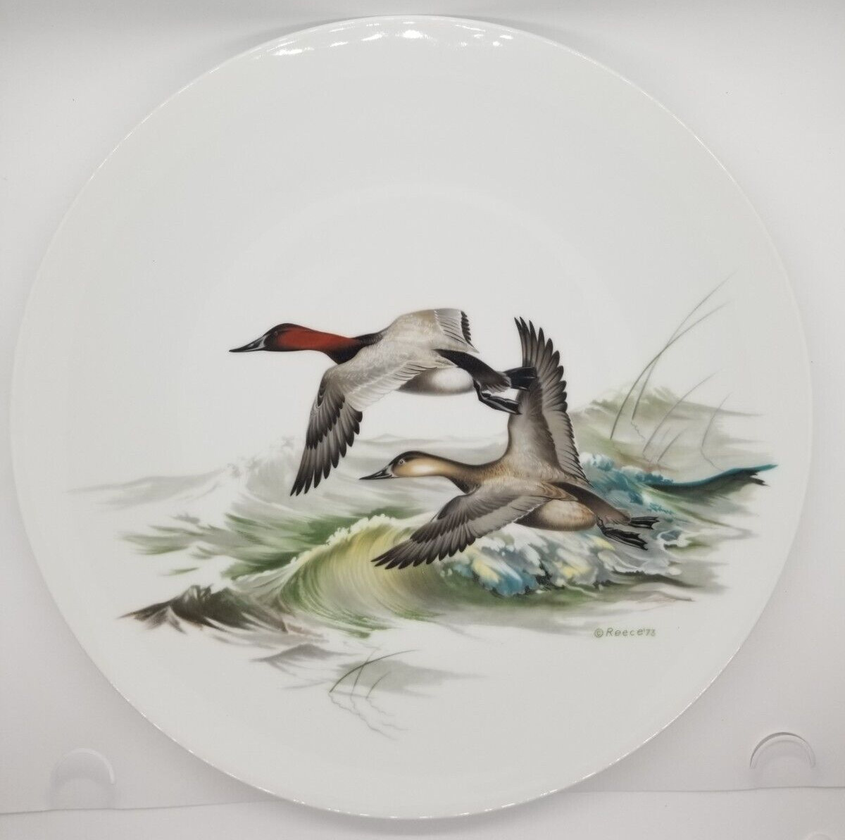 LIMOGES Maynard Reece Canvasback Bird Art Collector Plate Heavy Numbered 12\