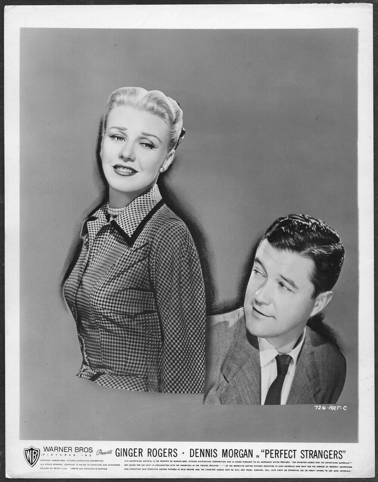 Ginger Rogers Dennis Morgan 1950 Original Promo Photo Perfect Strangers