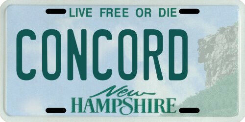Concord New Hampshire Aluminum License Plate