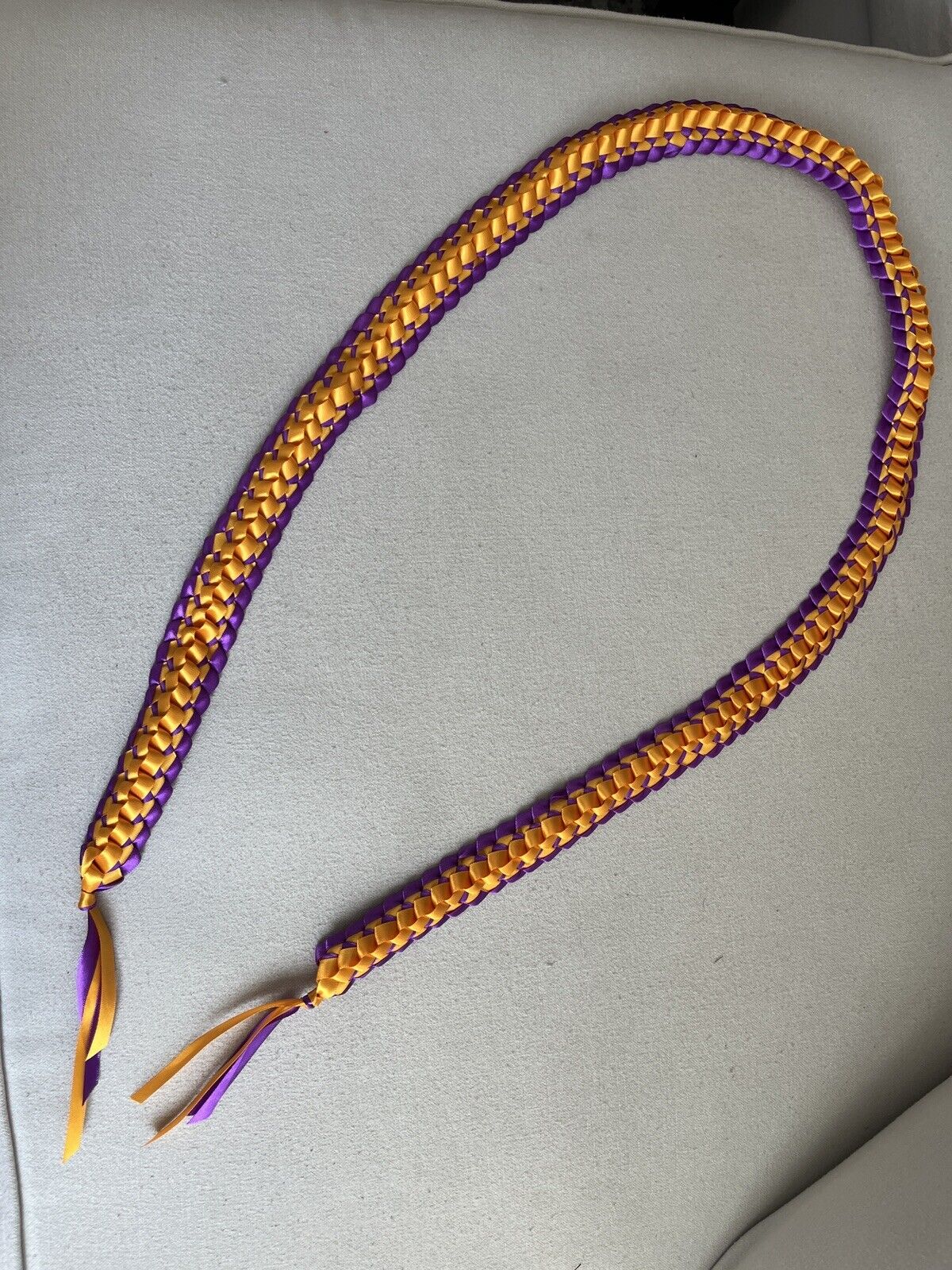 Purple & Gold Ribbon Double Ribbon Graduation Lei (Custom orders available)