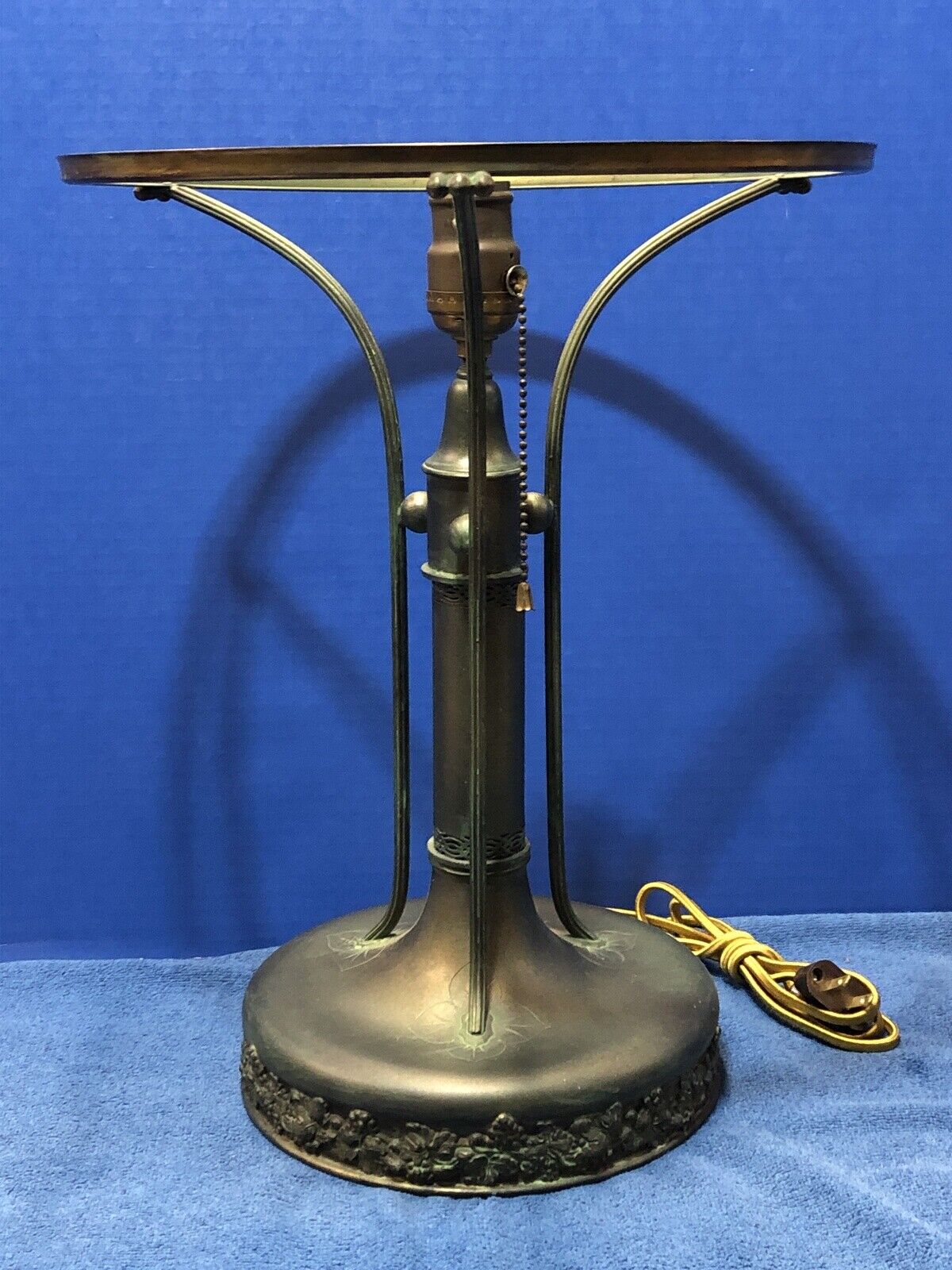 PAIRPOINT Authentic SIGNED #3082 GRAPES Lamp BASE 12” Fitter BRASS Shade RING