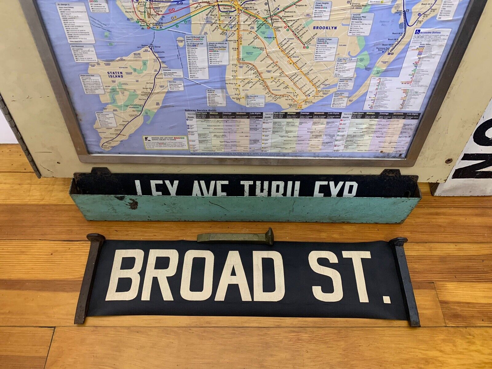 NYC SUBWAY ROLL SIGN BMT 2 SIDED STOCK EXCHANGE BROAD STREET LOWER MANHATTAN ART