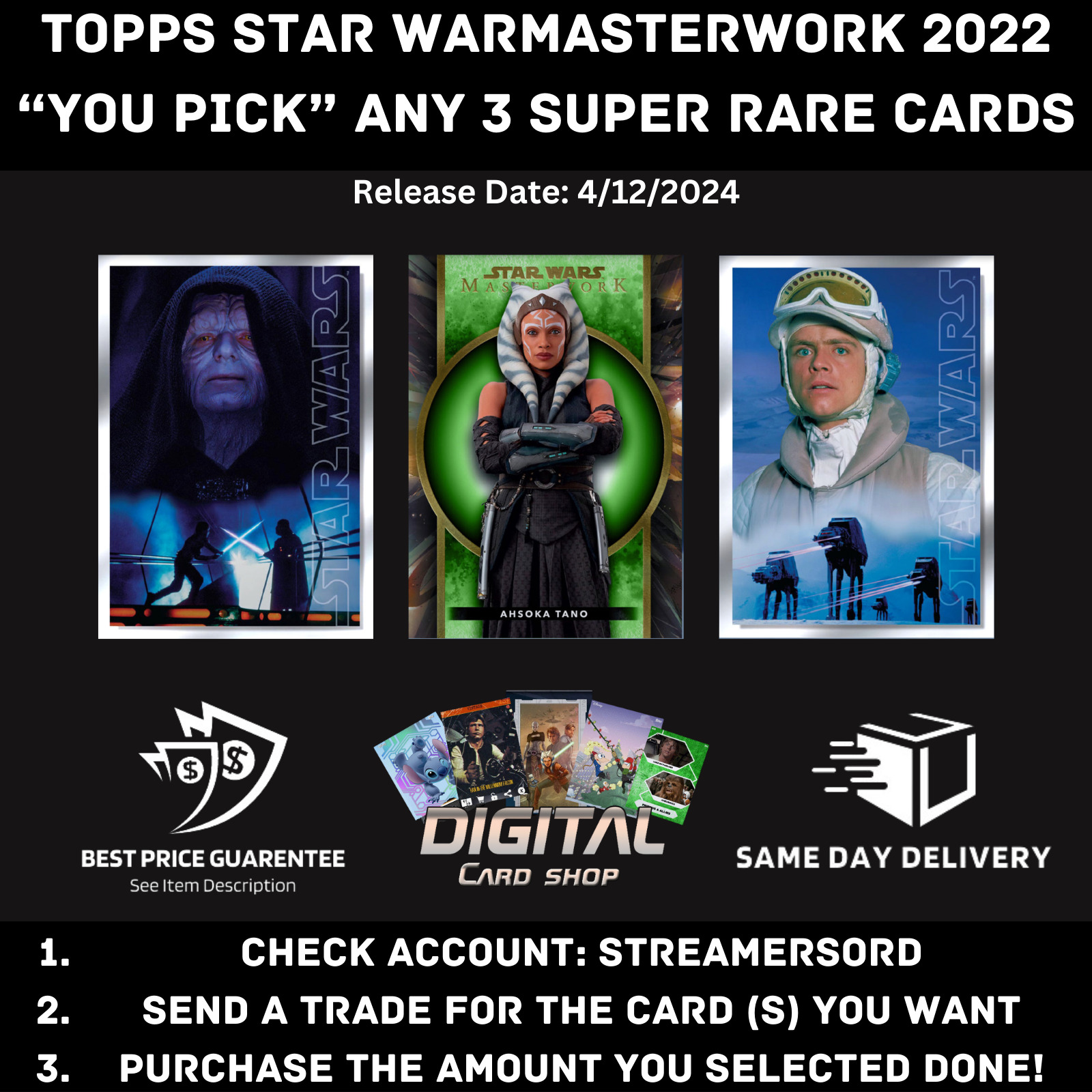 Topps Star Wars Card Trader Masterwork 2022 - YOU PICK any 3 Super Rare Card (s)