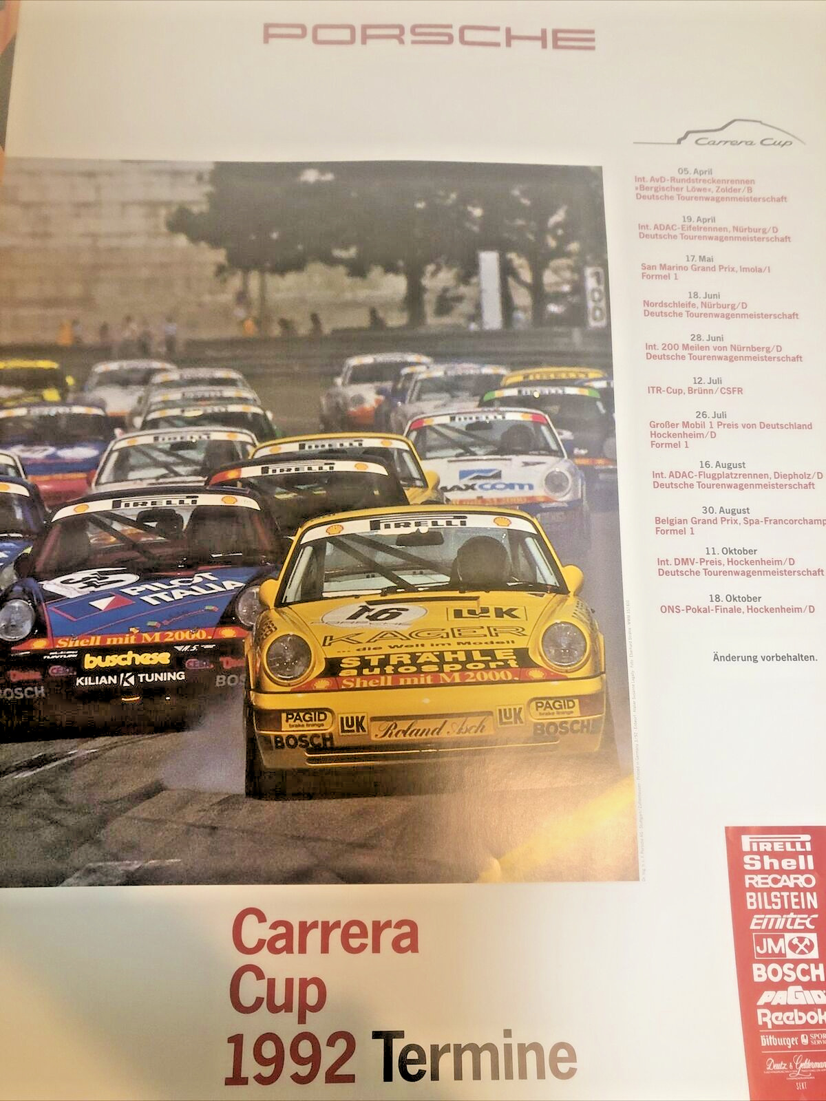 AWESOME Factory original ￼Porsche Cup Carrera Poster 1992 Termine