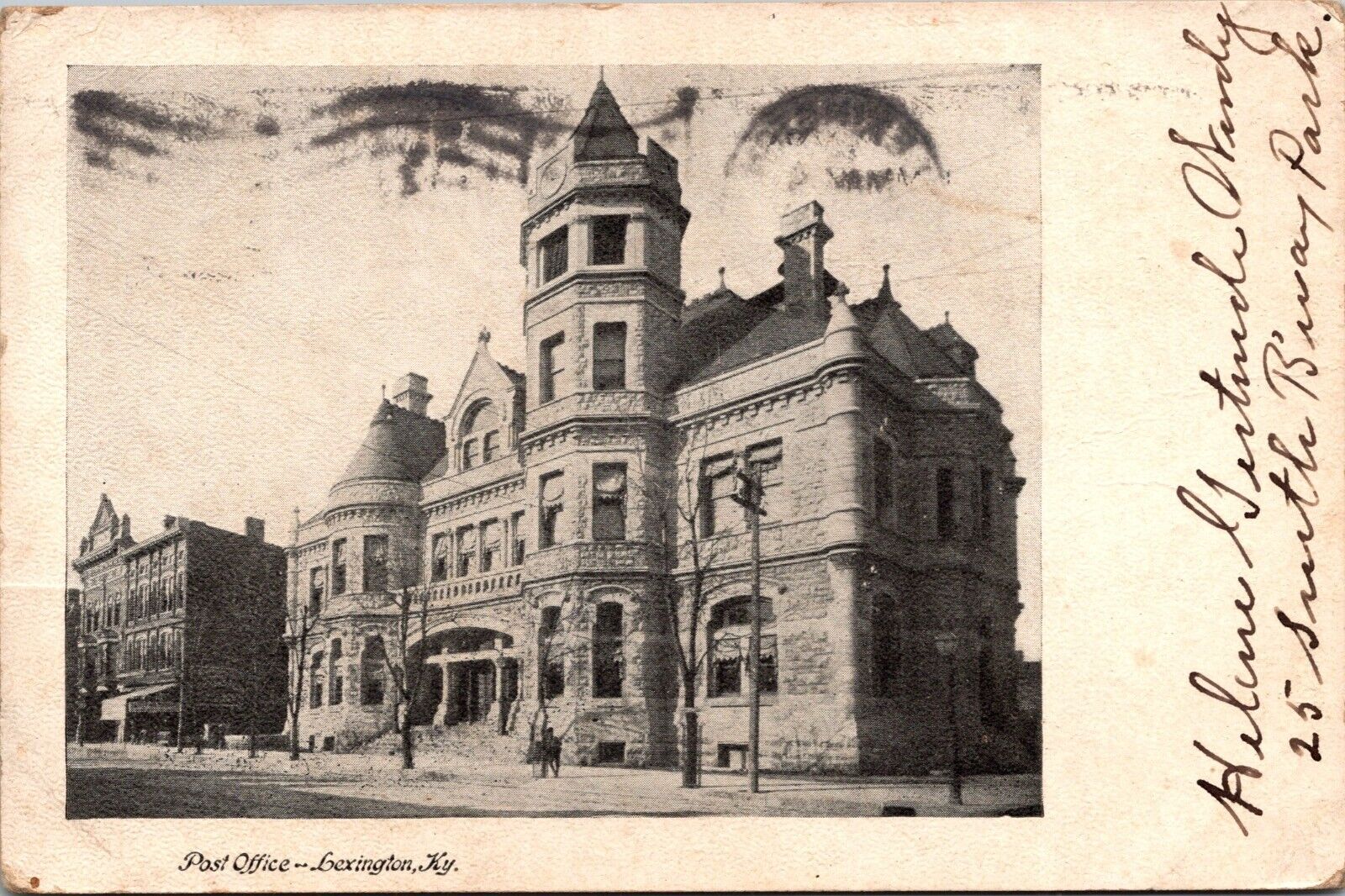 Lexington Kentucky Postcard Post Office 1907 RO